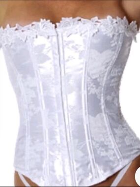 White Satin Strapless Boned Corset Bustier New Sz 40 Empire Intimates Y2K USA